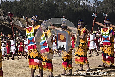 Inti Raymi is a traditional religious ceremony of the Inca Empire in honor of the god Inti the most venerated deity in Inca Editorial Stock Photo