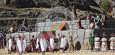 Inti Raymi is a traditional religious ceremony of the Inca Empire in honor of the god Inti the most venerated deity in Inca Editorial Stock Photo