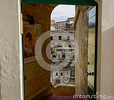 Intimate look at the historical part of the city of Matera Stock Photo