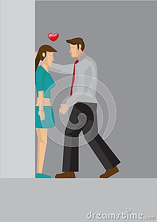 Intimate Moment Before Kiss Vector Cartoon Illustration Vector Illustration