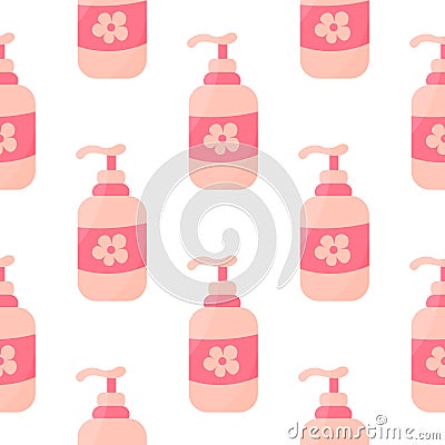 intimate soap liquid bottle dispenser flower woman Vector Illustration