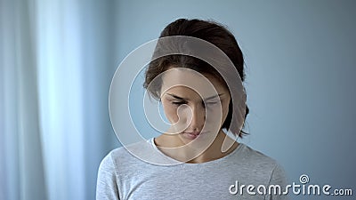 Intimidated assault victim feeling shame, humiliation, women rights protection Stock Photo