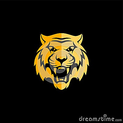 intimidating tiger front view theme logo template Vector Illustration