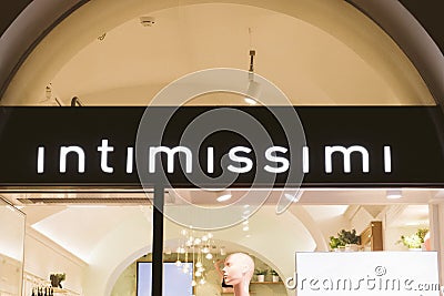 Intimissimi women`s lingerie boutique shop sexy marketing sign black friday Editorial Stock Photo