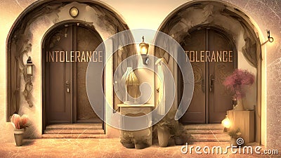 Intolerance or Tolerance - Two Different Course of Actions That Define Future Outcome. Making the Right Choice. A Metaphoric Stock Photo