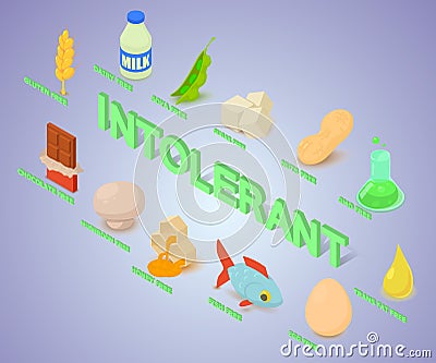 Intolerant concept banner, isometric style Vector Illustration