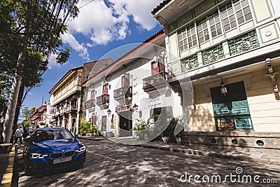 Intramuros, Manila, Philippines - A luxury car is parked along historic Luna Street. Editorial Stock Photo