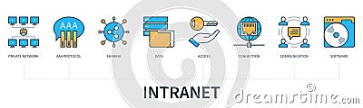 Intranet infographics in minimal flat line style Stock Photo