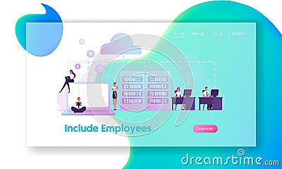 Intranet Private Network of Computers in Organization with Own Server and Firewall Website Landing Page Vector Illustration