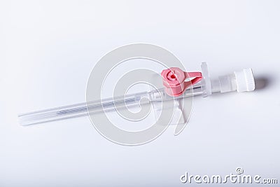 Intravenous cannula on white background Stock Photo