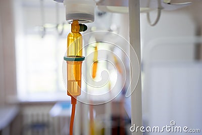 Intravenous drip of chemotherapy or saline infusion for for solution of dehidration or another ilness like oncology Stock Photo