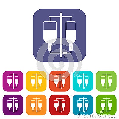 Intravenous infusion icons set Vector Illustration