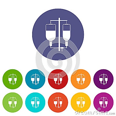 Intravenous infusion set icons Vector Illustration