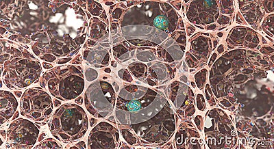 Intricate Abstract Network: A mesmerizing 3D render of a complex, interconnected structure resembli Stock Photo
