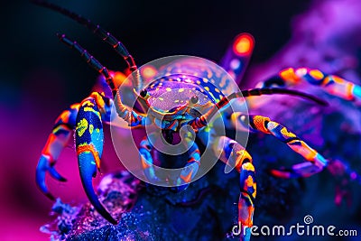 Intricate Arthropod antient neon image. Generate Ai Stock Photo