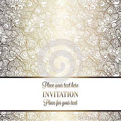 Intricate baroque luxury wedding invitation card Vector Illustration