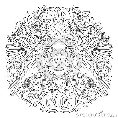 Intricate birds design. Vector illustration decorative design Vector Illustration