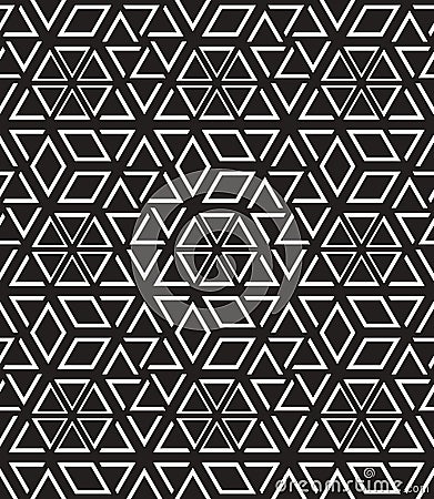 Intricate black and white geometric hexagonal design. seamless pattern tile Vector Illustration