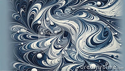 Abstract Blue and White Swirling Fractal Art Background, AI Generated Stock Photo