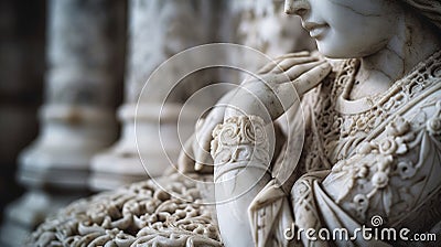 Intricate carvings on a marble statue. AI generated Cartoon Illustration