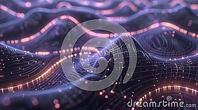 Intricate close up of a neural network with glowing nodes and lines on a dark background Stock Photo