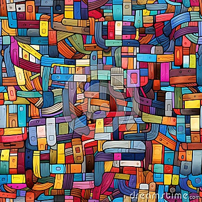 an intricate color block pattern, in the style of colorful graffiti-like Stock Photo