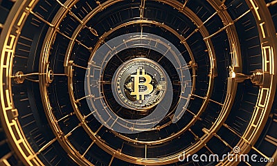 Bitcoin and Cryptographic Architecture AI Generative Stock Photo