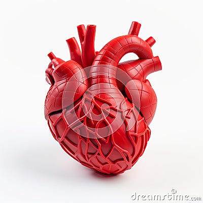 Intricate 3D-Printed Human Heart Medical Marvel on White Background, Generative AI Stock Photo