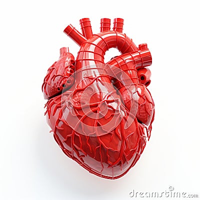 Intricate 3D-Printed Human Heart Medical Marvel on White Background, Generative AI Stock Photo