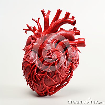 Intricate 3D-Printed Human Heart Medical Marvel on White Background, Generative AI Stock Photo