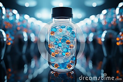 Intricate 3D rendering and digital art unveil a transparent cell within a beaker Stock Photo