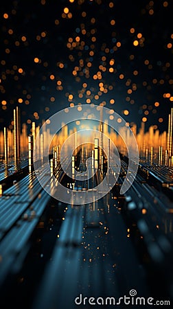 Intricate 3D visualization of the big data universe, entwined with binary code Stock Photo
