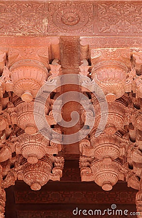 Intricate design in Agra Fort Stock Photo