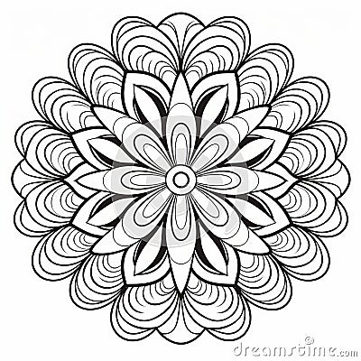 Intricate Flower Coloring Page With Zen Buddhism Influence Stock Photo