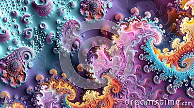 Intricate fractal patterns burst with psychedelic colors, creating a mesmerizing digital artwork, AI Generated Stock Photo