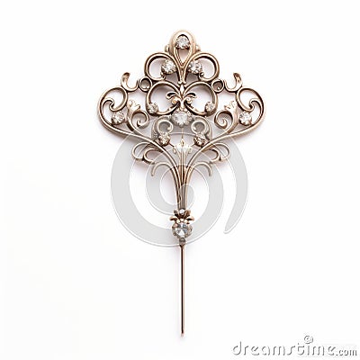 Intricate Gold Plated Hairpin With Crystal Center Viscountess Inspired Stock Photo