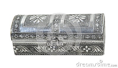 Intricate Hammered Silver Box Stock Photo