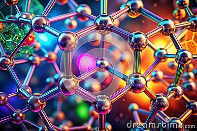 Intricate Hexagonal Molecular Structure A Stunning 3D Render of Abstract Chemistry for Science Backgrounds and Stock Photo