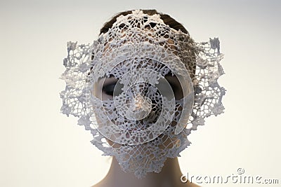 intricate lace mask on a white backdrop Stock Photo