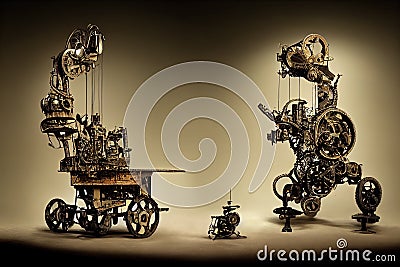 Intricate machinery, cyberpunk perpetuum mobile device, Generative Ai Stock Photo