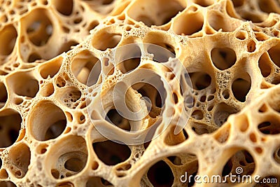 Intricate Macro View of Porous Bone Structure Highlighting Unique Cellular Patterns in High Detail Stock Photo