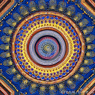 An intricate mandala of interlocking patterns, representing the interconnectedness of all things4, Generative AI Stock Photo