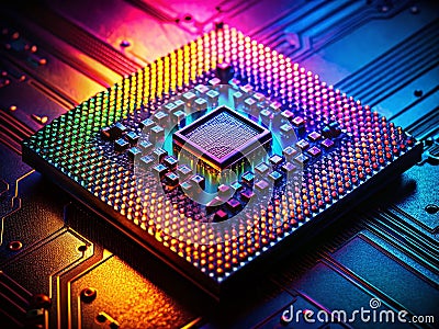Intricate Microcircuitry A Detailed Silhouette of a Modern Computer Chip Unveiling the Complexities of HighTech Stock Photo