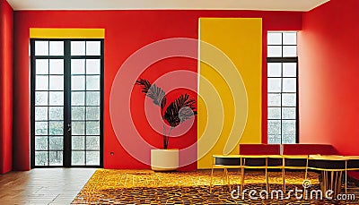 Intricate Minimalism Vibrant Hues Mastered In Jazzy Interiors Stock Photo