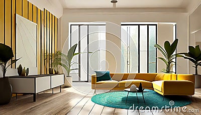 Intricate Minimalism Vibrant Hues Mastered In Jazzy Interiors Stock Photo