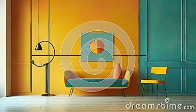 Intricate Minimalism Vibrant Hues Mastered In Jazzy Interiors Stock Photo