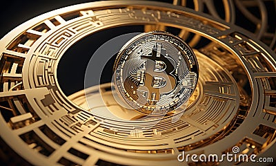 Intricate Bitcoin Network Design AI Generative Stock Photo