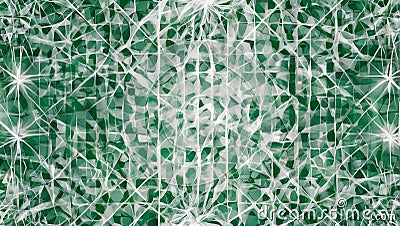 An intricate network of green and white geometric lines creating a web-like pattern on a light background Stock Photo