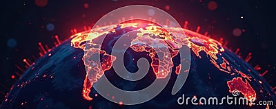 Intricate network of lines on a glowing earth visualizing financial data , investment, network, dashboard Stock Photo