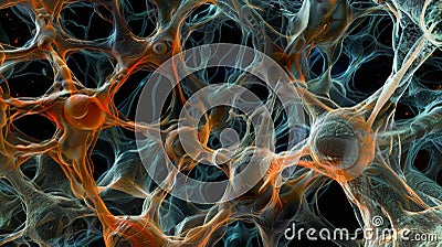 An intricate network of wavy threadlike structures representing the cytoplasmic extensions known as microvilli on Stock Photo